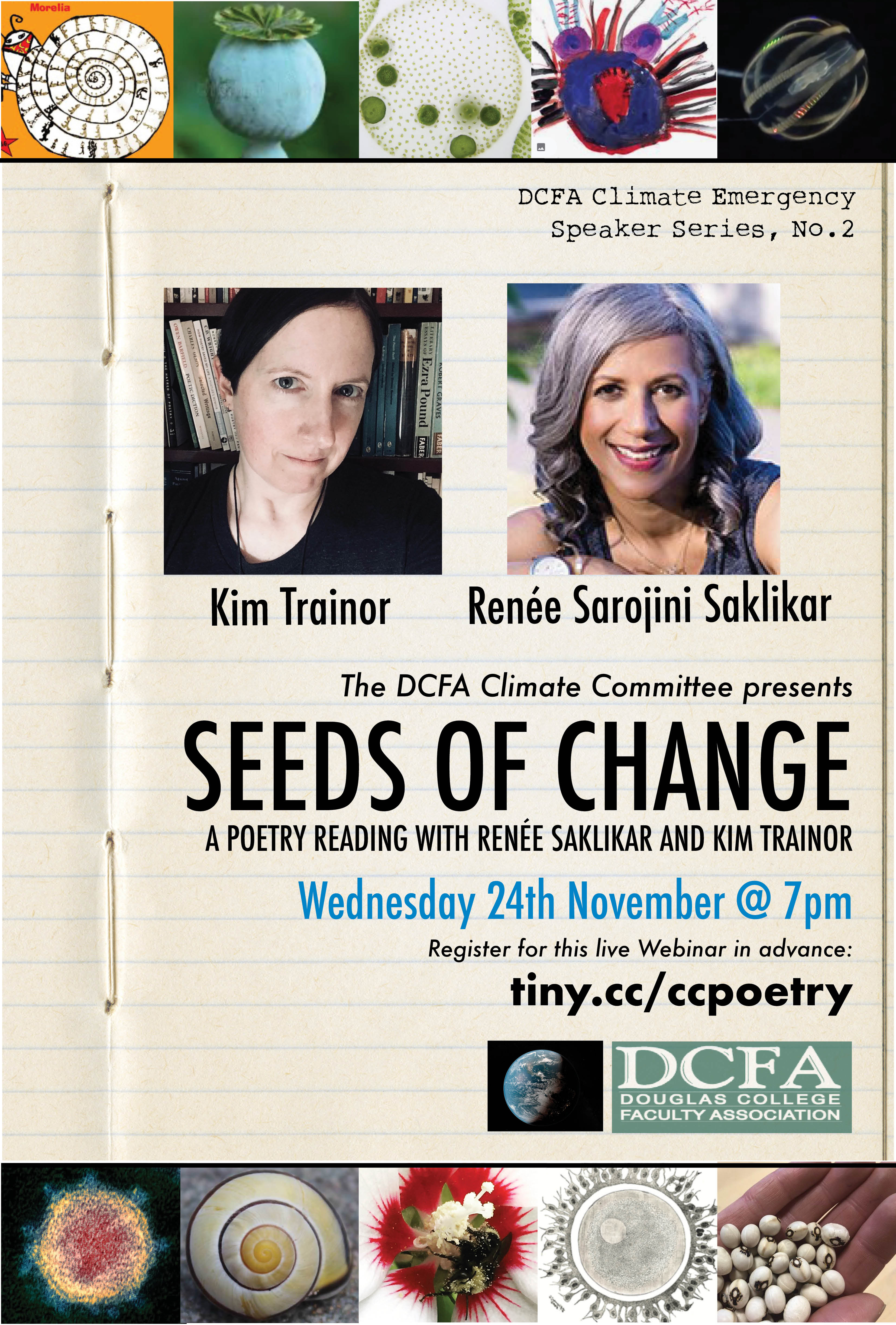 seeds + climate change poetry reading at Douglas November 2021